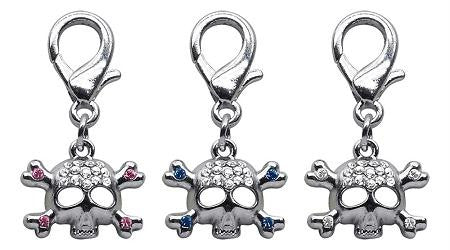 Lobster Claw Skull Charm  Blue