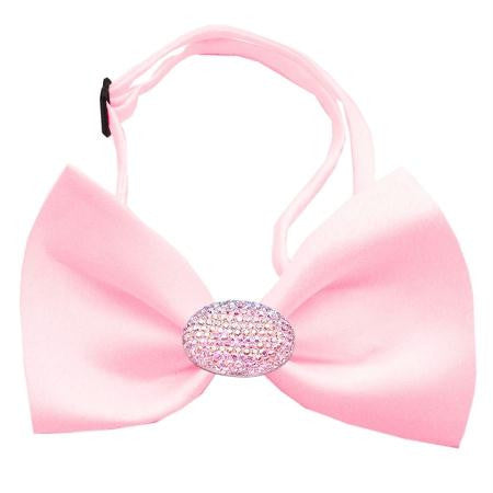 Light Pink Crystal Oval Light Pink Bow Tie