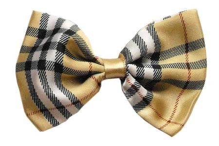 Dog Bow Tie Plaid Cream