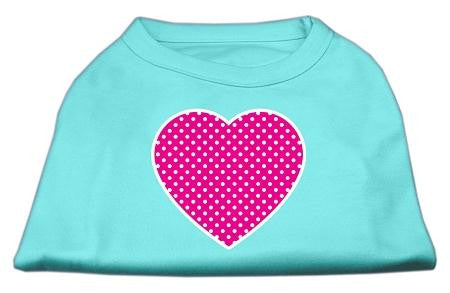 Pink Swiss Dot Heart Screen Print Shirt Aqua Lg (14)