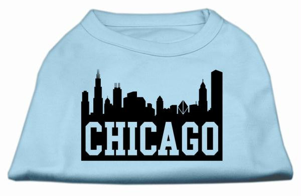 Chicago Skyline Screen Print Shirt Baby Blue XS (8)