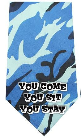 You come sit stay Screen Print Bandana Blue Camo