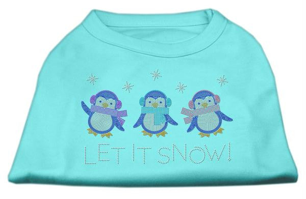 Let It Snow Penguins Rhinestone Shirt Aqua XL (16)