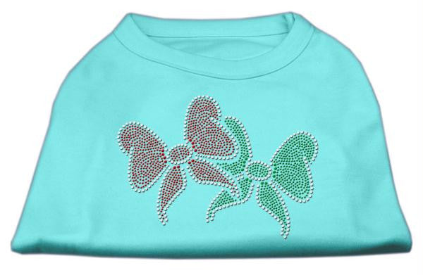 Christmas Bows Rhinestone Shirt Aqua XXXL(20)