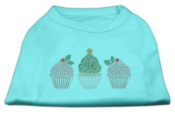Christmas Cupcakes Rhinestone Shirt Aqua XXL (18)