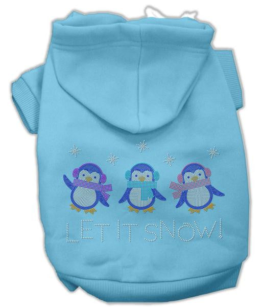 Let it Snow Penguins Rhinestone Hoodie Baby Blue XS (8)