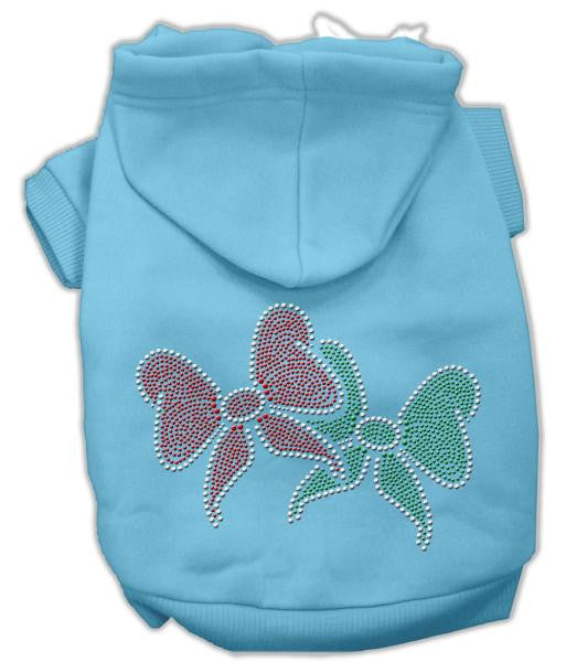 Christmas Bows Rhinestone Hoodie Baby Blue XXXL(20)