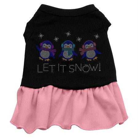 Let it Snow Penguins Rhinestone Dress Black with Pink XXL (18)