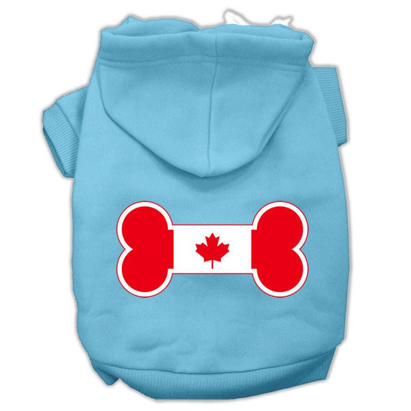 Bone Shaped Canadian Flag Screen Print Pet Hoodies Baby Blue S (10)