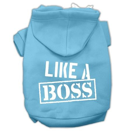 Like a Boss Screen Print Pet Hoodies Baby Blue Size XS (8)