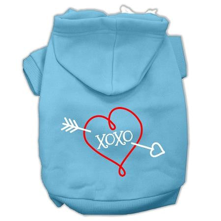 XOXO Screen Print Pet Hoodies Baby Blue Size XS (8)