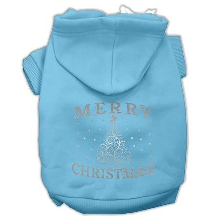 Shimmer Christmas Tree Pet Hoodies Baby Blue Size XS (8)