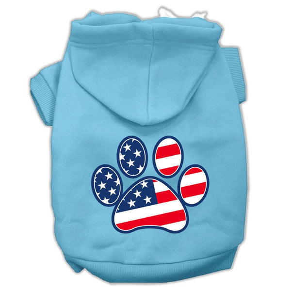 Patriotic Paw Screen Print Pet Hoodies Baby Blue XS (8)