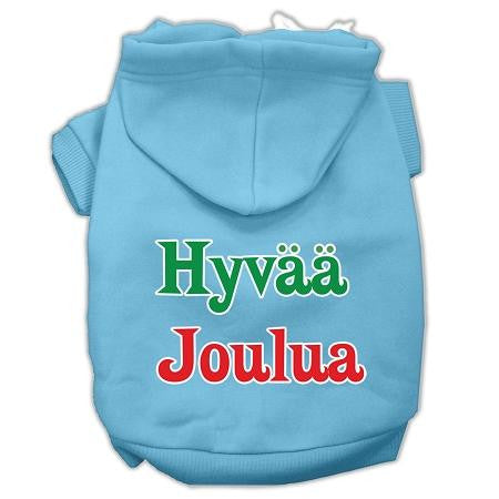 Hyvaa Joulua Screen Print Pet Hoodies Baby Blue XS (8)