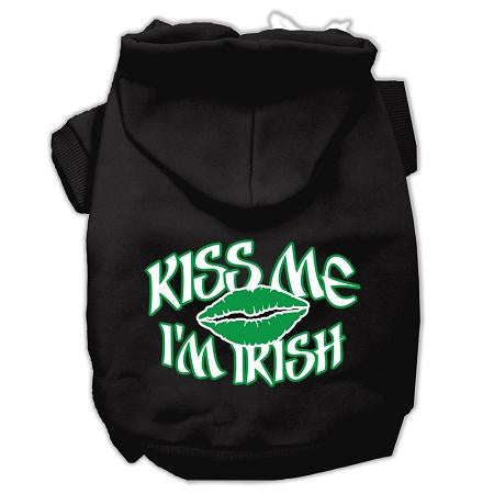 Kiss Me I'm Irish Screen Print Pet Hoodies Black Size Med (12)