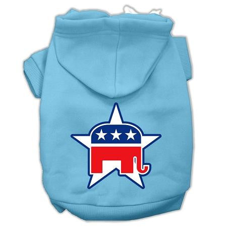 Republican Screen Print Pet Hoodies Baby Blue Size XS (8)