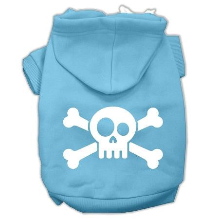 Skull Crossbone Screen Print Pet Hoodies Baby Blue Size XS (8)