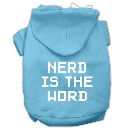 Nerd is the Word Screen Print Pet Hoodies Baby Blue Size S (10)