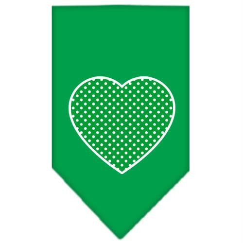 Green Swiss Dot Heart Screen Print Bandana Emerald Green Small