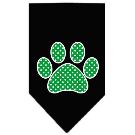 Green Swiss Dot Paw Screen Print Bandana Black Large