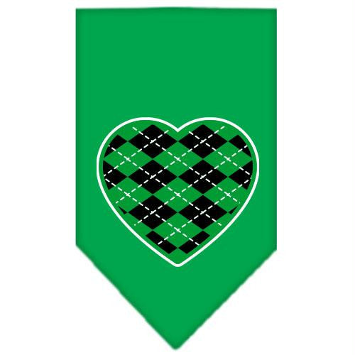 Argyle Heart Green Screen Print Bandana Emerald Green Large