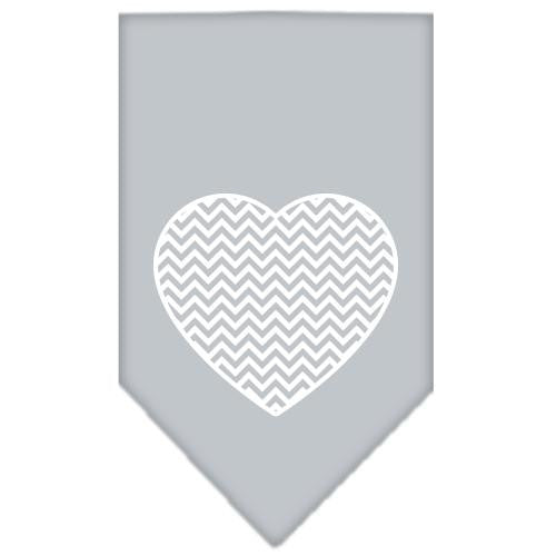 Chevron Heart Screen Print Bandana Grey Small
