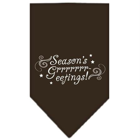Seasons Greetings Screen Print Bandana Cocoa Small