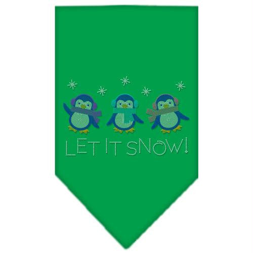 Let It Snow Penguins Rhinestone Bandana Emerald Green Small