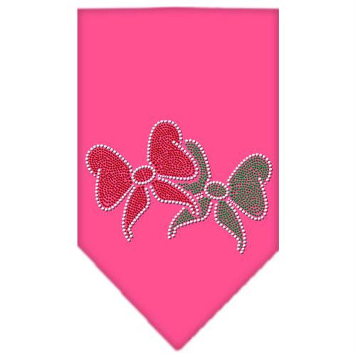 Christmas Bows Rhinestone Bandana Bright Pink Large
