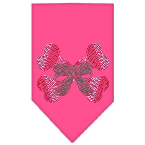 Candy Cane Crossbones Rhinestone Bandana Bright Pink Large