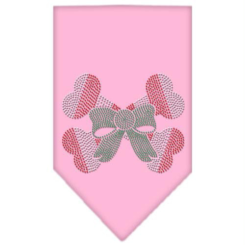 Candy Cane Crossbones Rhinestone Bandana Light Pink Small