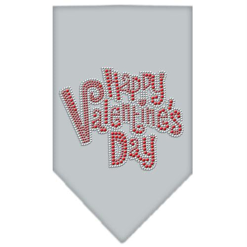 Happy Valentines Day Rhinestone Bandana Grey Small