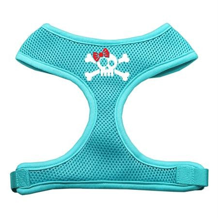 Skull Bow Screen Print Soft Mesh Harness Aqua Medium