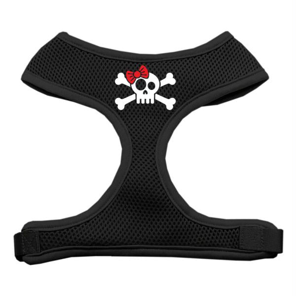 Skull Bow Screen Print Soft Mesh Harness Black Extra Large