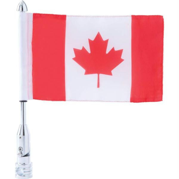 Diamond Plate Motorcycle Flagpole Mount And Canadian Flag