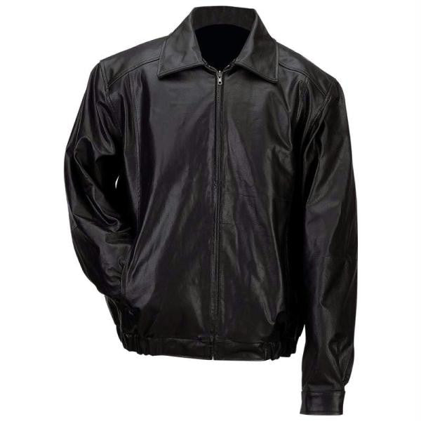 Gianni Collani Men&rsquo;s Solid Genuine Leather Bomber-style Jacket- L