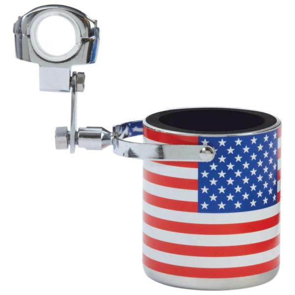 Diamond Plate Stainless Steel Usa Flag Motorcycle Cup Holder