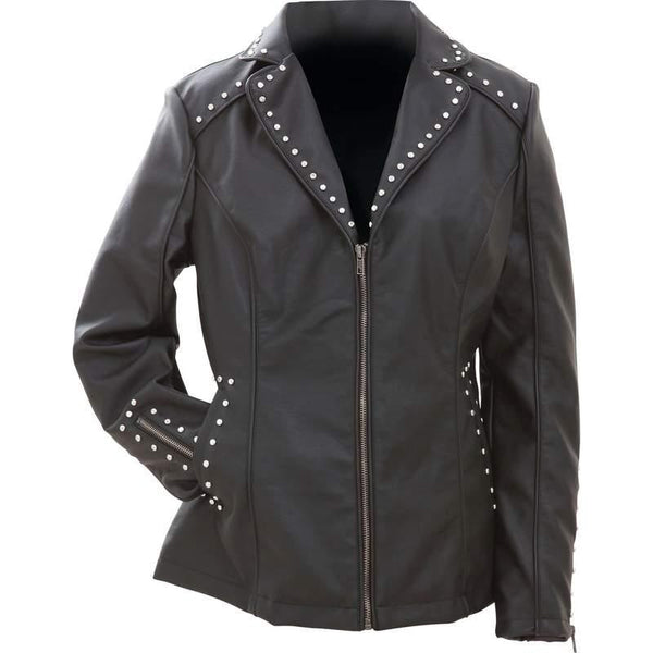 Giovanni Navarre Tailored Ladies Faux Leather Studded Jacket&nbsp;- L