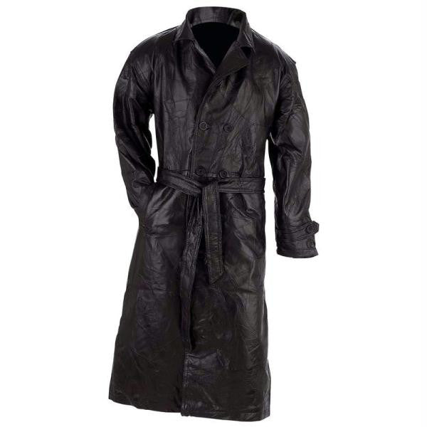 Giovanni Navarre Italian Stone Design Genuine Leather Trench Coat- 4x