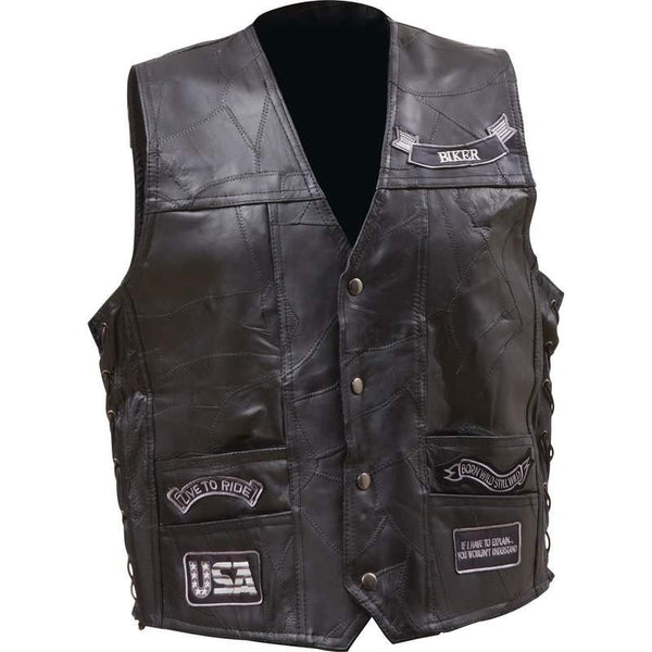 Diamond Plate Rock Design Genuine Buffalo Leather Vest- 3x