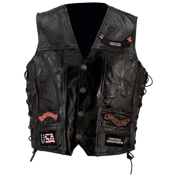 Diamond Plate Rock Design Genuine Buffalo Leather Vest- 5x