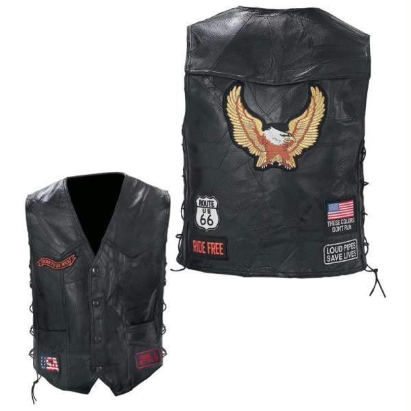 Diamond Plate Rock Design Genuine Buffalo Leather Biker Vest- 3x