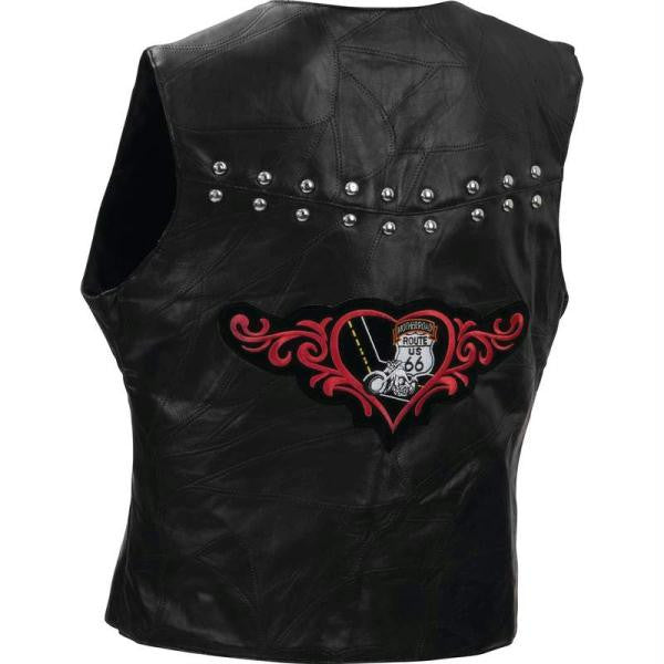 Diamond Plate Ladies Rock Design Genuine Lambskin Leather Vest- 2x