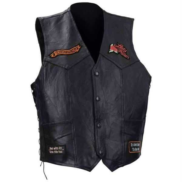 Diamond Plate Ladies Rock Design Genuine Buffalo Leather Vest- 5x