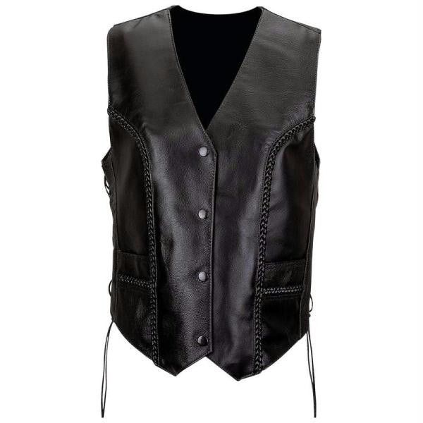 Diamond Plate Ladies&rsquo; Solid Genuine Leather Vest- Xl