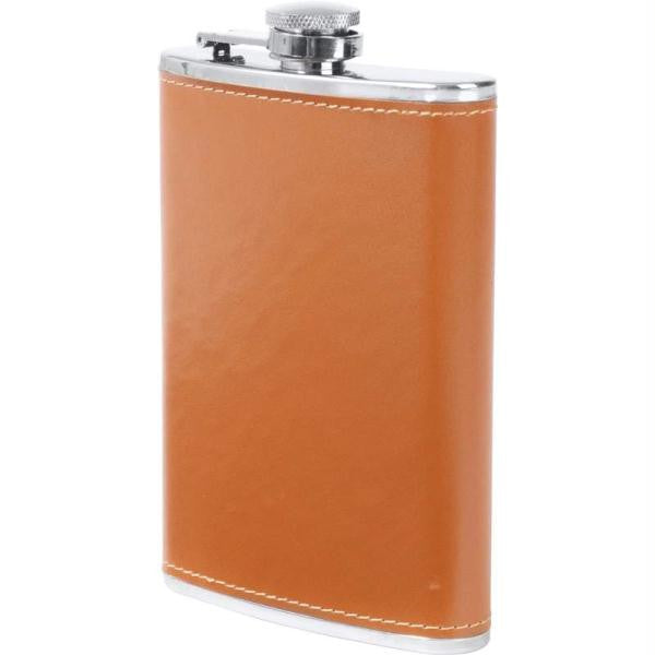 Maxam 8oz Stainless Steel Flask With Faux Leather Wrap