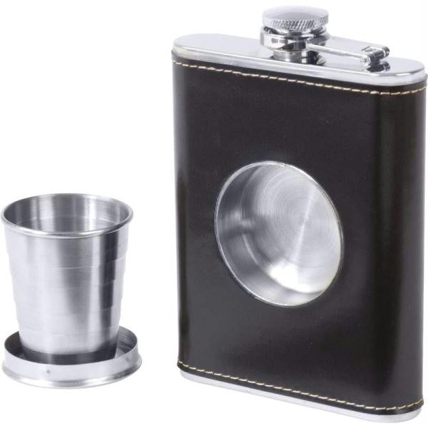 Maxam 6.8oz Stainless Steel Flask With Built-in Cup