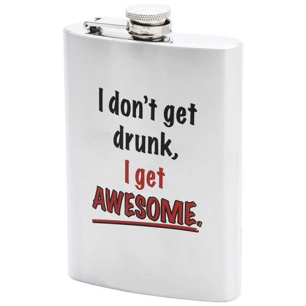 Maxam 8oz Stainless Steel Flask- I Don&apos;t Get Drunk