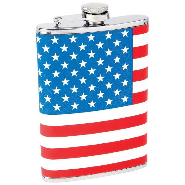 Maxam 8oz Stainless Steel Flask With American Flag Wrap