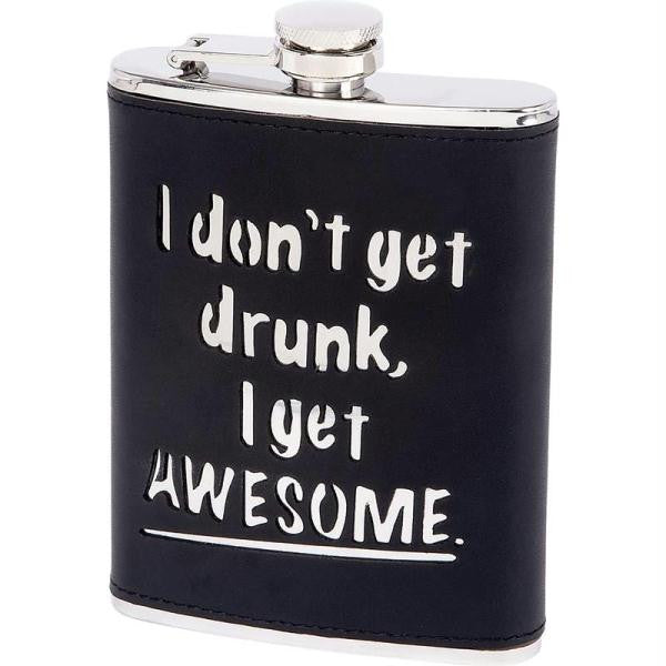 Maxam 8oz Stainless Steel Flask With Genuine Leather Wrap